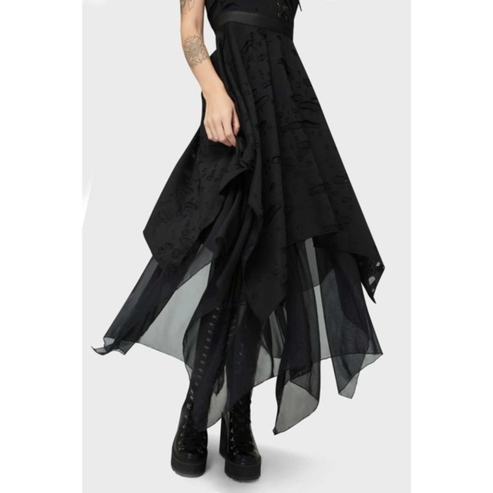 Killstar Badlands midi dress distressed mesh laceup Large - Picture 2 of 9